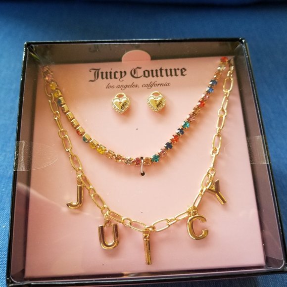 Juicy Couture "Juicy" Logo Name Necklace & Earrings - NWT&B - Picture 3 of 4